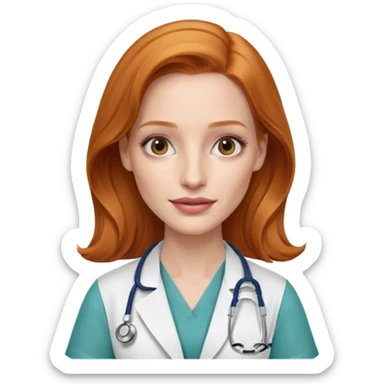 Jessica Chastain, as a dcotor sticker