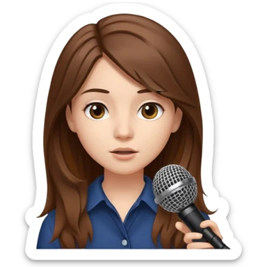 Singer Young woman – long hair, around 20s, holding microphone close sticker