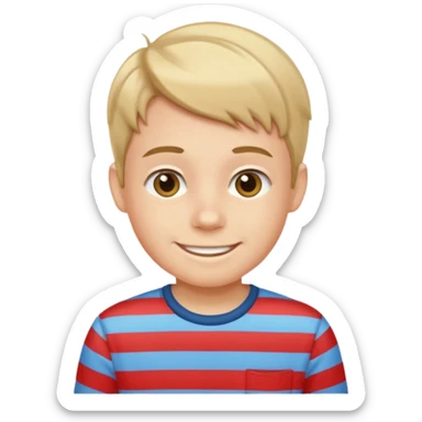 smiling boy in striped shirt sticker