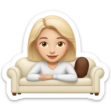 Women lying on a white sofa  sticker