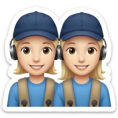 Make me a twins wearing a cap while listening to a song twin is 👯‍♀️ sticker