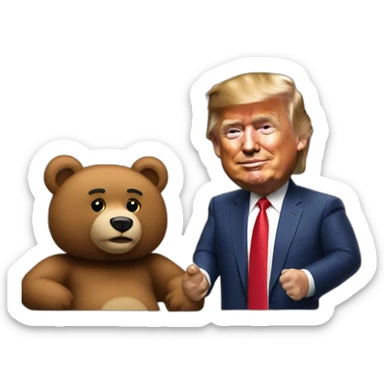 Trump caricature and Ted Bear as radio talkshow hosts sticker
