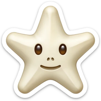 starshape made of bone. no face . no outer ridge. no eyes. no. nose. no mouth. just a star sticker