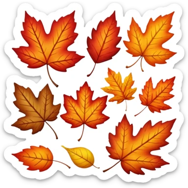 Red-orange-yellow-brown-gradients autumn leaves sticker