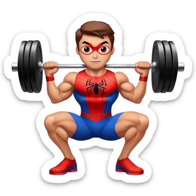 Spider-Man lifting weights at the gym sticker