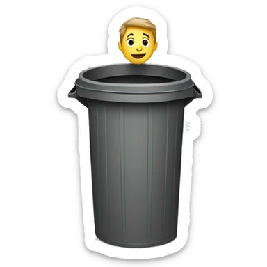 Man sitting in trash can poking his head out  sticker