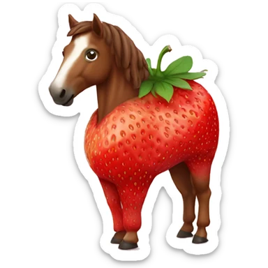 A horse in the body of a strawberry sticker