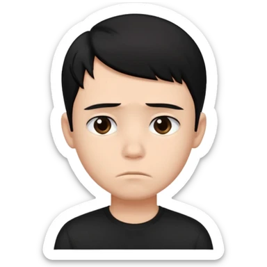 Roblox Avatar whit black shirt and sleek boy har sad sticker