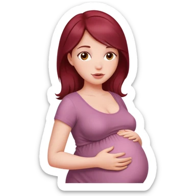 Beautiful burgundy haired pregnant girl sticker