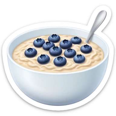Oatmeal with blueberries and milk in bowl sticker