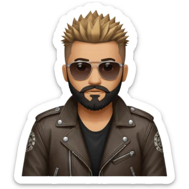 biker gang with sunglass and rugged guy bearded spicks hairin tatoots sticker
