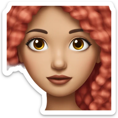 Pretty peach skin brunette woman with doll eyes and long flowing hair and red rosy cheeks in red plaid babydoll dress sticker