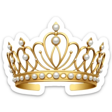 ornate gold tiara with pearls sticker
