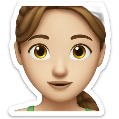 straight brown hair girl with green eyes and freckles sticker