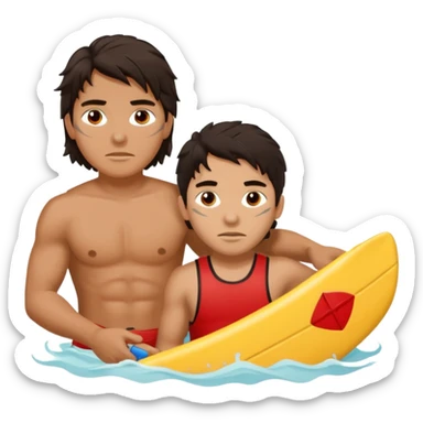 Lifeguard Native American Teenager with messy hair rescuing someone sticker
