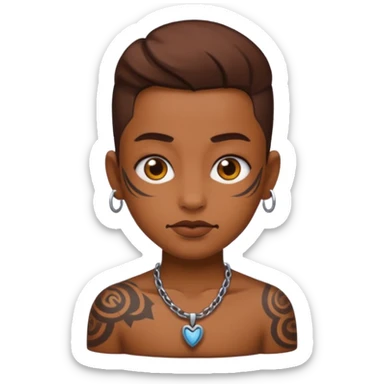 brown skin yvl emoji with cybersigilism tattoo sticker