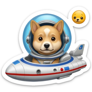 perro rubio sentado de nave espacial sticker