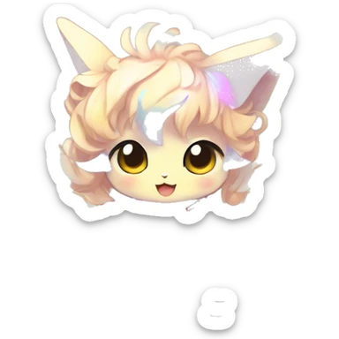 Cute Kawaii Chibi Anthro Sona Colorful Ethereal Pretty see Godly Celestial Shiny Fakemon Full Body sticker