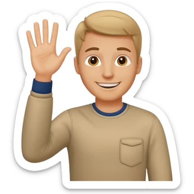 A white man in casual clothes stands and waves his hand in greeting. sticker