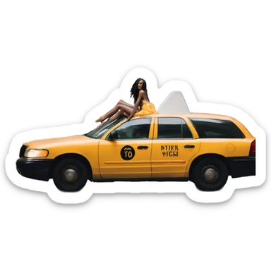 Photo of Victoria secret model posing on a taxi  sticker