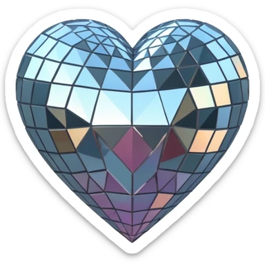 disco ball in shape of a heart sticker