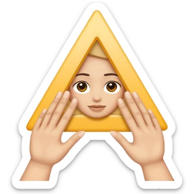 Similar to the heart hands emoji, this emoji should show a triangle created by the fingers of the hands. There should be no other triangles in the emoji. sticker