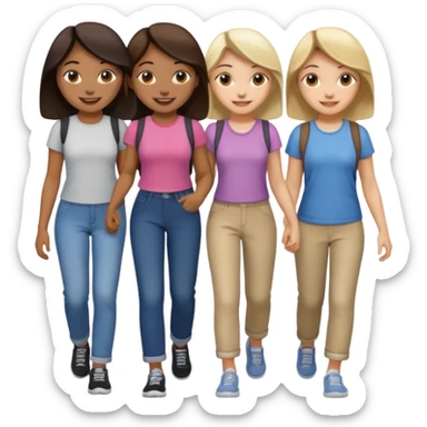 happy walking 4 girls sticker