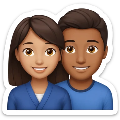 A darker Asian girl with brown eyes and dark brown hair, with her caucasian boyfriend who has hazel eyes and light brown hair. sticker
