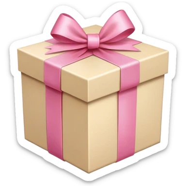 beige gift box with pink ribbon sticker