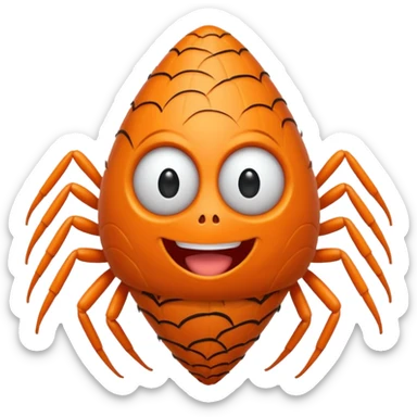 Orange Spider with cone head with face sticker
