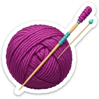 a ball of wool with a knitting needle sticker