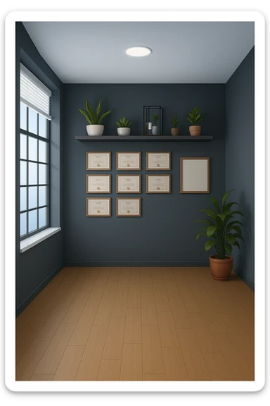 faMMI QUESTA STANZA SENZA LE PERSONE E SENZA LETTINO, SOLO LA STANZA. FALLA MOLTO PIù LUMINOSA CON LUCI PIù FREDDE E MODERNE, NON LUCI GIALLE sticker