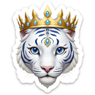 ESO Female white tiger khajiit leader of the umbral rose, blue eyes, blue 'third eye' gem, something symbolizing leadership ruling sticker