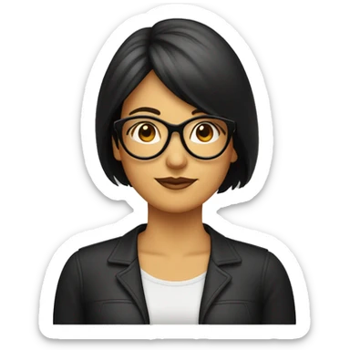 Mujer 52 años ,gordita,con gafas pelo largo negro i flequillo pelo negro, con dos cobayas gorditas al lado sticker