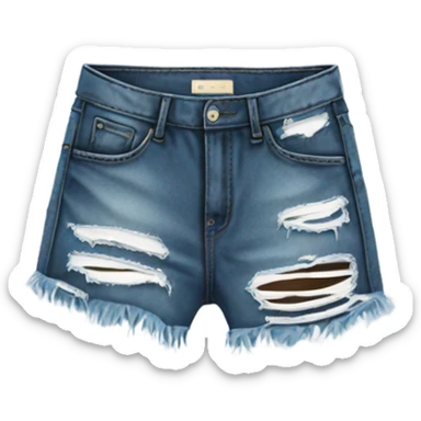 Realistic pair of distressed ripped with holes short denim shorts sticker