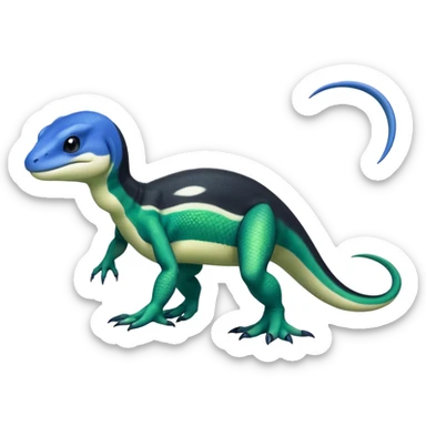 Orca-dragon-reptile-reptilian-lizard-skink-gecko-Digimon-hybrid full body, two legs, arms, tail sticker