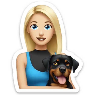 Blue eyed Pretty blonde woman with Rottweiler  sticker