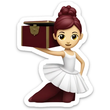 burgundy music box with white ballerina standing back sticker