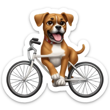 Boxer dog riding a bicycle  sticker