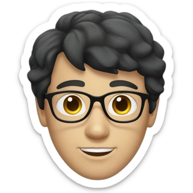 white boy with spects with black hair sticker