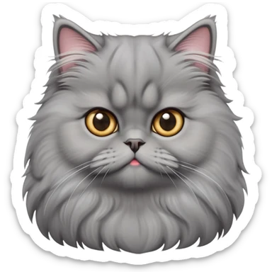 cinematic-adorable-big-eyed-fluffy-grey-persian-cat-portrait-emoji,-head-tilted-playfully-with-a-sweet-expression,-fluffy-grey-fur,-simplified-yet-irresistibly-cute-features-with-large,-expr sticker