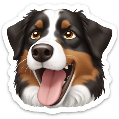 Black and brown and white Australian shepherd with open mouth sticker