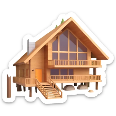 contemporary forest house with natural materials and integrated into woodland setting sticker