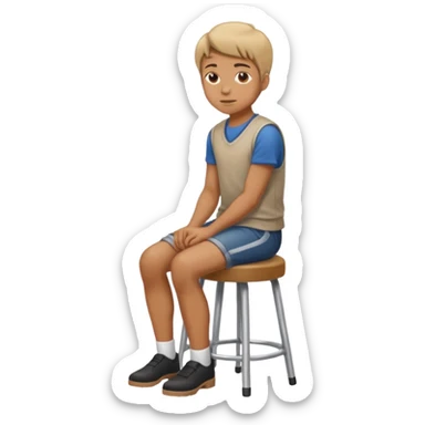 a person sitting on stool moving full backward head. sticker