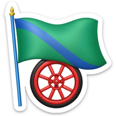 Emoji drapeau gitan bleu en haut vert en bas avec une roue rouge au millieu  sticker