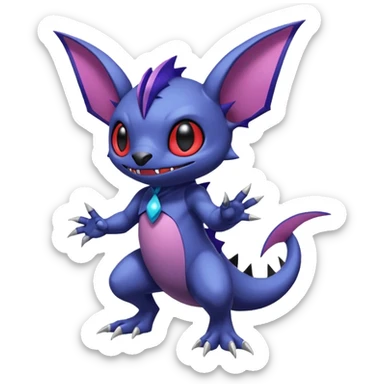Stitch-Sableye-Noibat-Salandit-Minccino-fusion, full body sticker