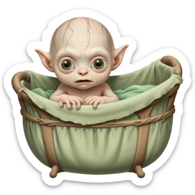 Baby gollum from lord of the rings in bassinet sticker