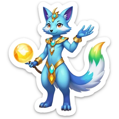 Anthro Sona Colorful Shiny Godly Celestial Shiny Fakemon Full Body sticker
