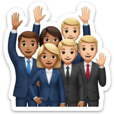 standing and saying goodbye a group of coworkers to right side sticker