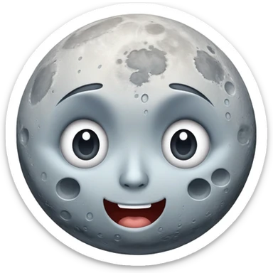"Anxious Moon"
A full moon emoji, but instead of its usual serene glow, it has wide, nervous eyes and an awkward, clenched-teeth smile. Tiny sweat drops hover near its cratered surface, as if it just realized it's being stared at by billions of people every night.

Great for expressing secondhand embarrassment, social anxiety, or that feeling when you remember something super cringey from years ago at 2 AM. sticker